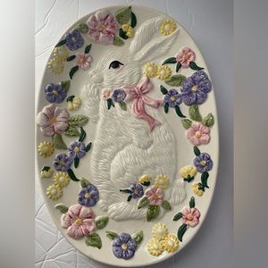WBI Holiday Rabbit Hand Painted Ceramic Plate